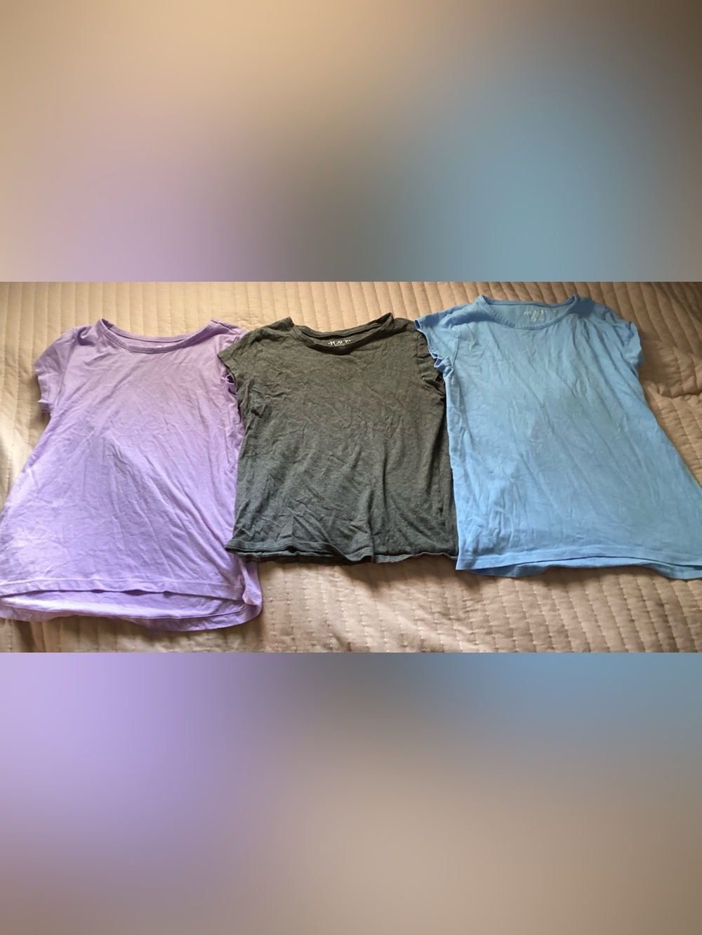 The Children's Place 3-Pack Short Sleeve Tees - Light Blue, Charcoal, Lavender